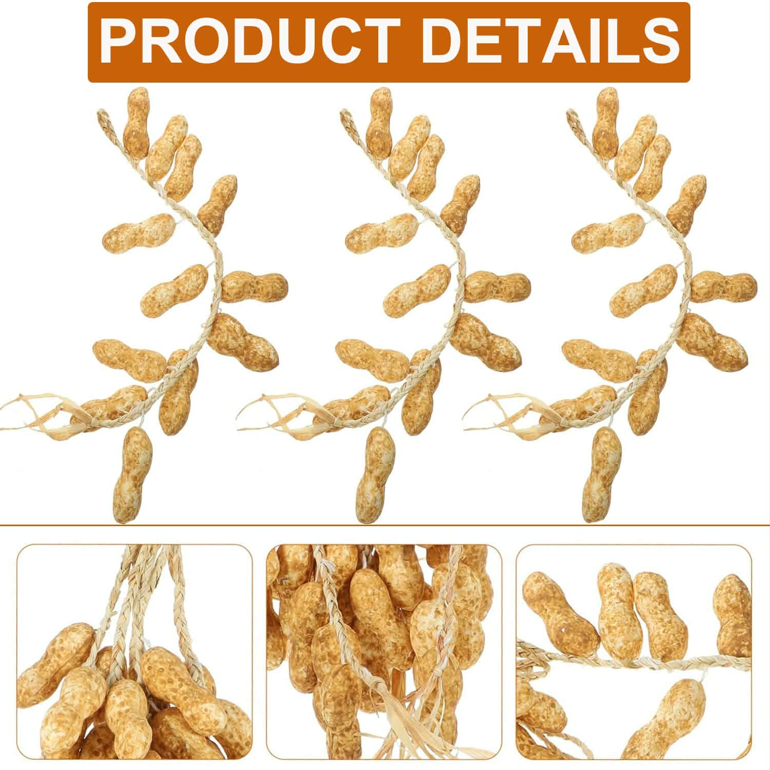 Picture of Artificial Peanut Strings, Fake Peanut Hanging Strings Simulation Fake Vegetables for Home Kitchen Farm Party Wall Decoration Photo Props (Light Yellow) - Gold