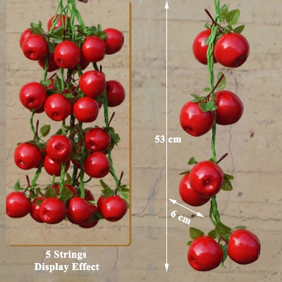Picture of Realistic Simulation Artificial Apple Fruit String Ornaments Decor for Kitchen or Home Decoration Photography Props - Red