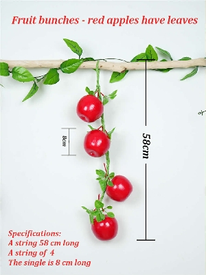 Picture of Realistic Simulation Artificial Apple Fruit String Ornaments Decor for Kitchen or Home Decoration Photography Props - Red