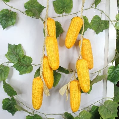Picture of Artificial Corn Lifelike Fake Corn Without Husk Simulation Vegetable for Home Kitchen Decoration Vegetable Fruit for Thanksgiving Chirstmas Decortion Photoshoot - Yellow