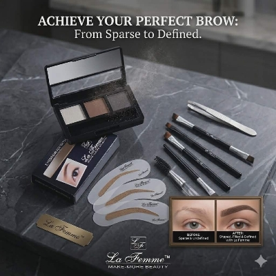 Picture of La Femme 3 in 1 Eyebrow Kit for Women Hair Dye Makeup Hair Coloring Kit Hair Dyeing Kit