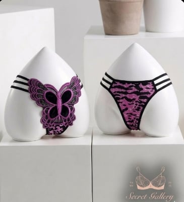 Picture of Butterfly Lace Strappy Panty / Exotic Animal Print G-String Lingerie - Int: One size
