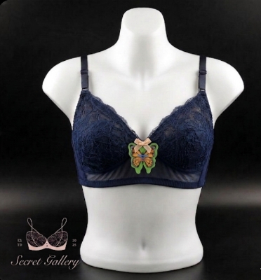 Picture of Elegant Butterfly Lace Bra / Non-Wired Comfort Full Coverage Bralette - Multicolor