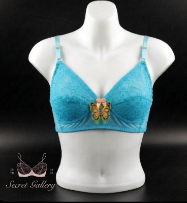 Picture of Elegant Butterfly Lace Bra / Non-Wired Comfort Full Coverage Bralette - Multicolor