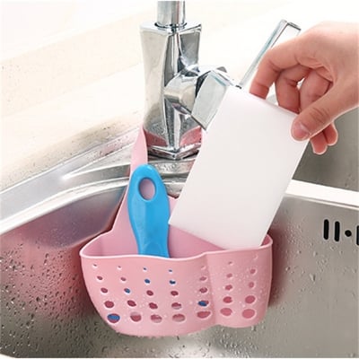 Picture of Kitchen Sink Accessories Organizer Space Savers : Adjustable Drain Basket for Soap and Sponge - Convenient Home Storage Solution - Multicolor