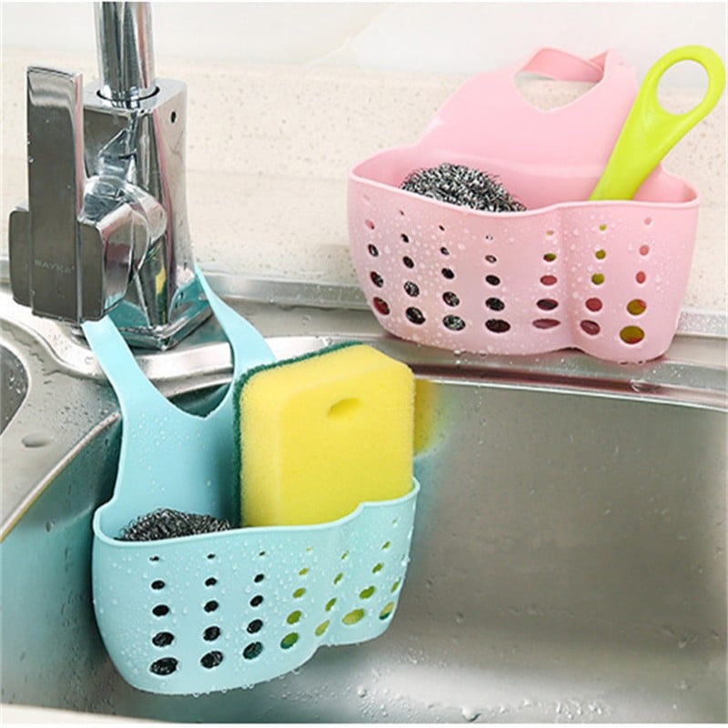 Picture of Kitchen Sink Accessories Organizer Space Savers : Adjustable Drain Basket for Soap and Sponge - Convenient Home Storage Solution - Multicolor