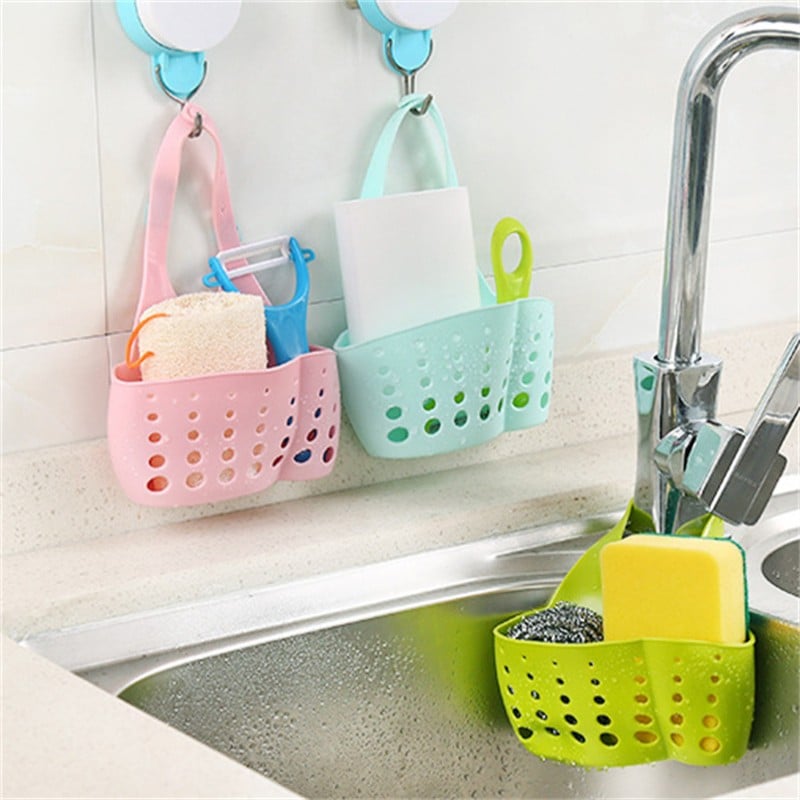 Picture of Kitchen Sink Accessories Organizer Space Savers : Adjustable Drain Basket for Soap and Sponge - Convenient Home Storage Solution - Multicolor