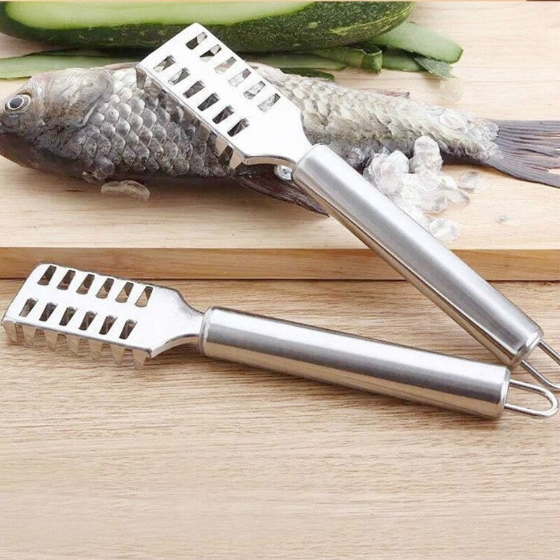 Picture of Fish Scale Remover Scraper - Stainless Steel Kitchen Gadget for Easy Fish Descaling - Silver