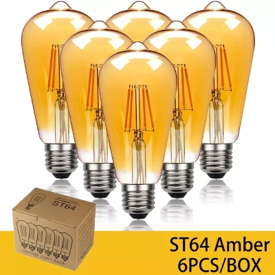 Picture of Vintage Edison Filament E27 LED Light Bulbs (6psc) - Amber