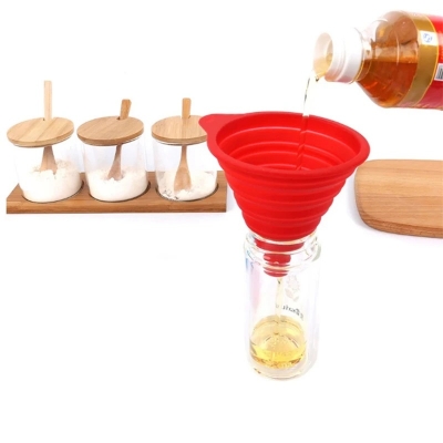Picture of Sub-Tank Silicone Funnel: Versatile Kitchen Tool for Sugar, Salt, and More - Multicolor