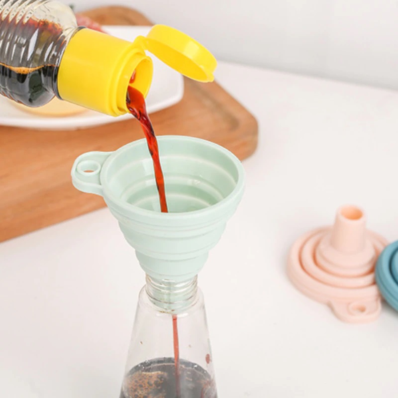 Picture of Sub-Tank Silicone Funnel: Versatile Kitchen Tool for Sugar, Salt, and More - Multicolor