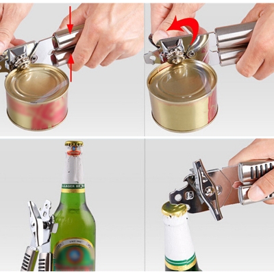 Picture of Versatile Kitchen Accessories: 3-in-1 Manual Can Opener, Cordless Tin Opener, and Bottle Opener Set - Black