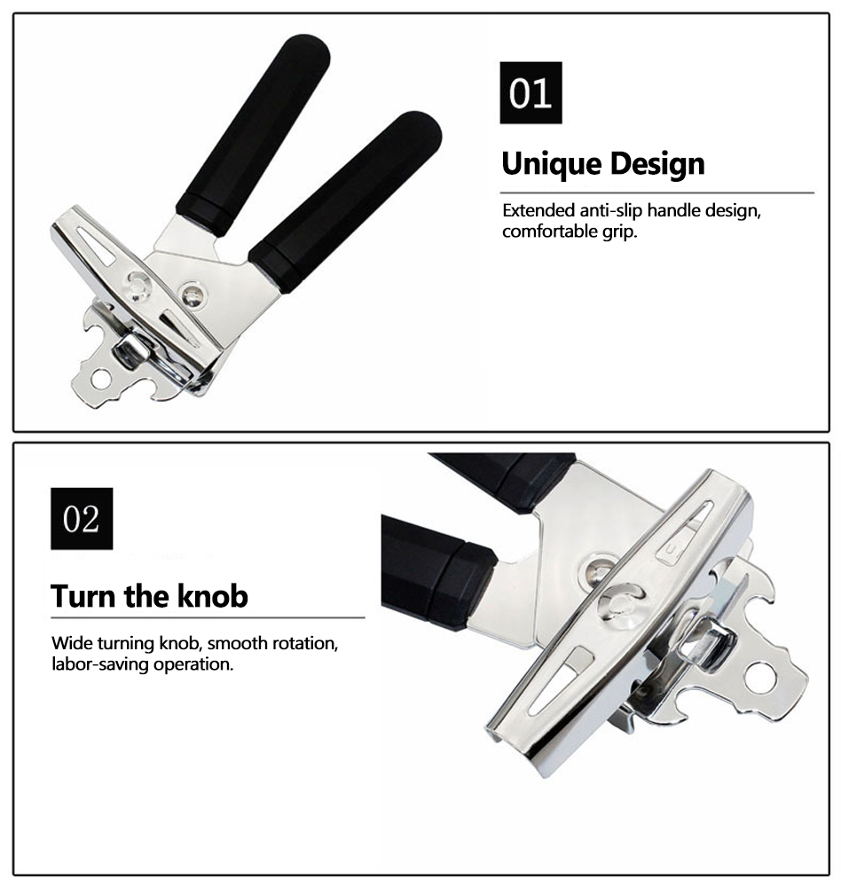 Picture of Versatile Kitchen Accessories: 3-in-1 Manual Can Opener, Cordless Tin Opener, and Bottle Opener Set - Black