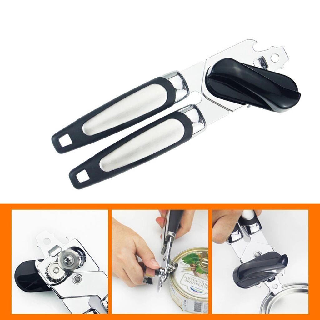 Picture of Versatile Kitchen Accessories: 3-in-1 Manual Can Opener, Cordless Tin Opener, and Bottle Opener Set - Black