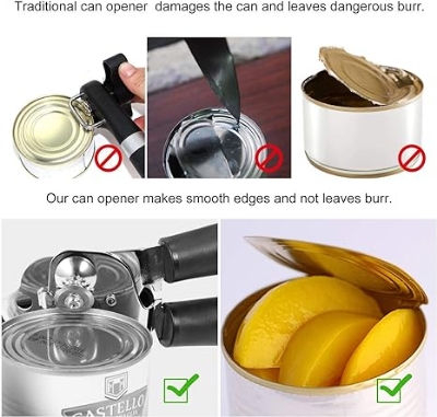 Picture of Versatile Kitchen Accessories: 3-in-1 Manual Can Opener, Cordless Tin Opener, and Bottle Opener Set - Black