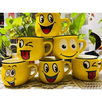 Picture of Emoji Ceramic Mug Coffee Tea Water Milk Yellow Color Cup Gift-1Pc - Add A Touch Of Fun To Your Beverage Enjoyment With This Emoji Ceramic Mug - Yellow