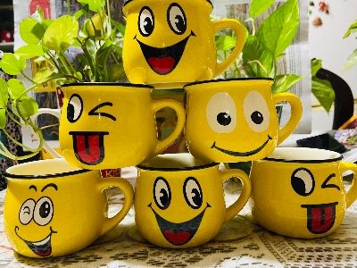 Picture of Emoji Ceramic Mug Coffee Tea Water Milk Yellow Color Cup Gift-1Pc - Add A Touch Of Fun To Your Beverage Enjoyment With This Emoji Ceramic Mug - Yellow