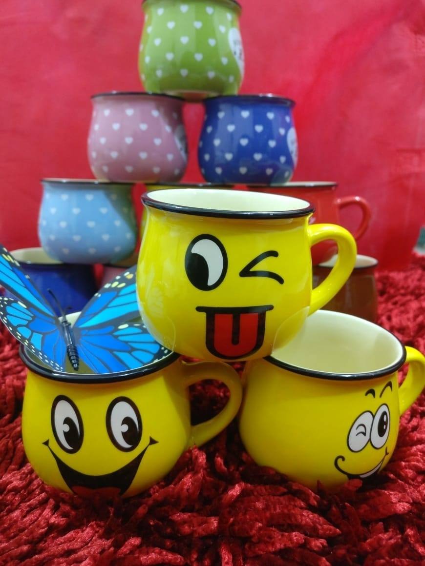 Picture of Emoji Ceramic Mug Coffee Tea Water Milk Yellow Color Cup Gift-1Pc - Add A Touch Of Fun To Your Beverage Enjoyment With This Emoji Ceramic Mug - Yellow