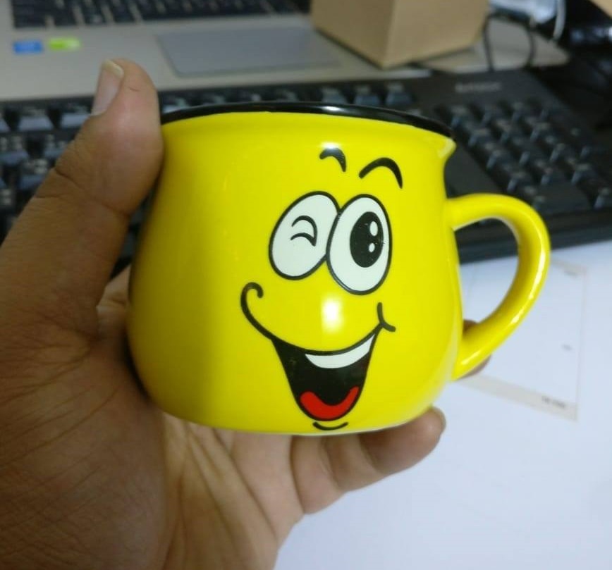 Picture of Emoji Ceramic Mug Coffee Tea Water Milk Yellow Color Cup Gift-1Pc - Add A Touch Of Fun To Your Beverage Enjoyment With This Emoji Ceramic Mug - Yellow