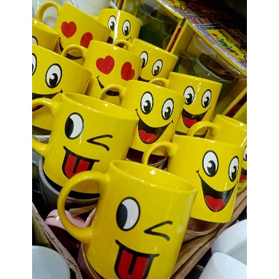Picture of Stylish And High-Quality Emoji Ceramic Mug - Available In 1 Piece. Add A Touch Of Fun To Your Beverage Enjoyment With This Stylish Mug - Yellow