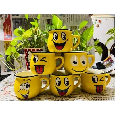 Picture of Emoji Ceramic Mugs Coffee Tea Water Milk Yellow Colors Cup Gift- 1 piece - Coffee Mug - Coffee Mug - Yellow