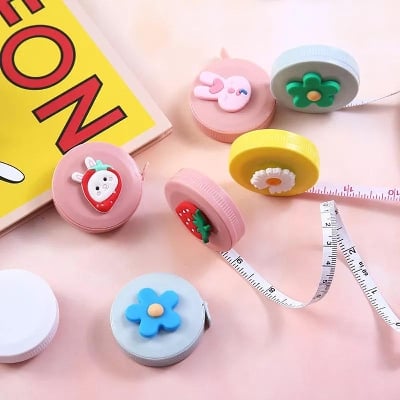 Picture of 150cm Mini Tape Meter Tape Tailor Ruler Keychain Measuring Tape Clothing Size Tape Measure Portable Sewing Tools Accessory - Multicolor