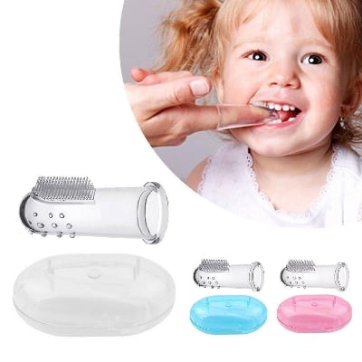 Picture of Silicone Baby Finger Tooth Brush With Box - White