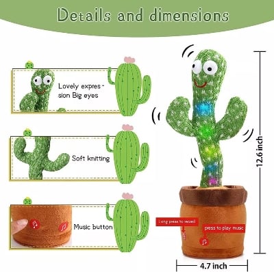 Picture of Talking Cactus Toy Dancing Cactus Toy for Baby Voice Repeat Toys (Green) - Green