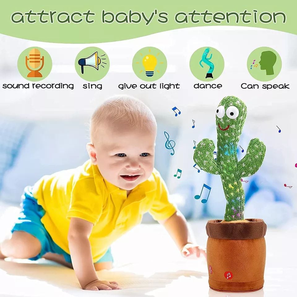 Picture of Talking Cactus Toy Dancing Cactus Toy for Baby Voice Repeat Toys (Green) - Green
