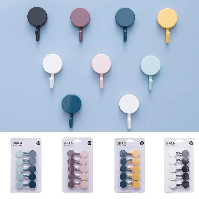 Picture of 10Pcs/Set Rotatable Seamless Adhesive Hook Strong Hook Kitchen Wall Hanger - Multicolor