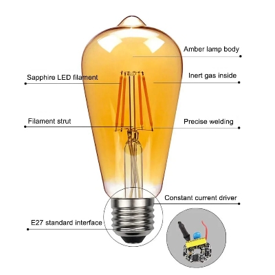 Picture of 6PCS LED Edison Light Bulbs Golden - Gold