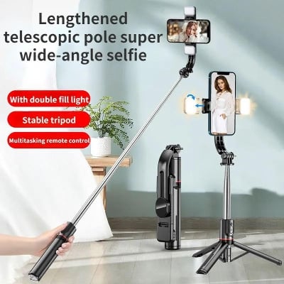 Picture of COOL DIER New L13D Wireless Bluetooth Selfie Stick Tripod With Fill Light 360° - Black