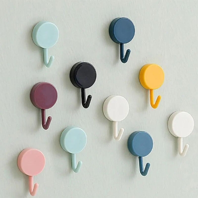 Picture of 10Pcs/Set Rotatable Seamless Adhesive Hook Strong Hook Kitchen Wall Hanger - Multicolor