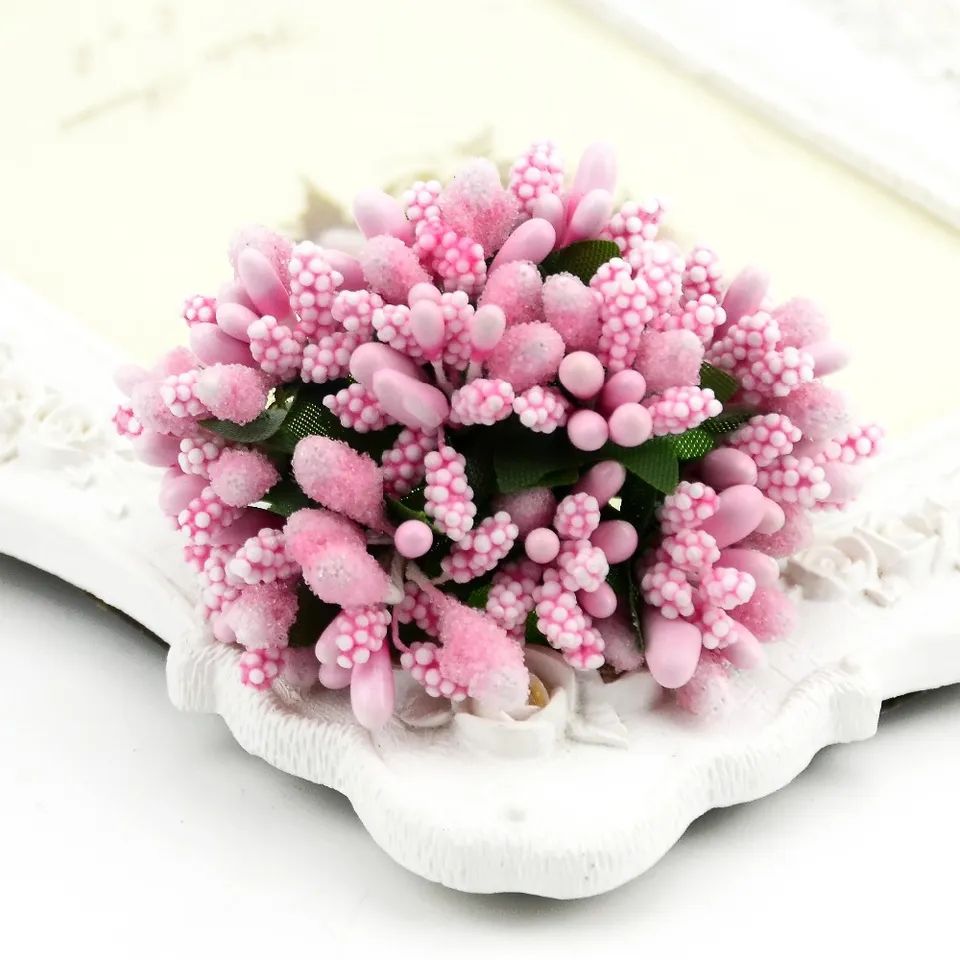 Picture of Artificial Bouquet Wedding Merry Christmas Decoration DIY Pearl Craft Fake FlowersRed, Pink