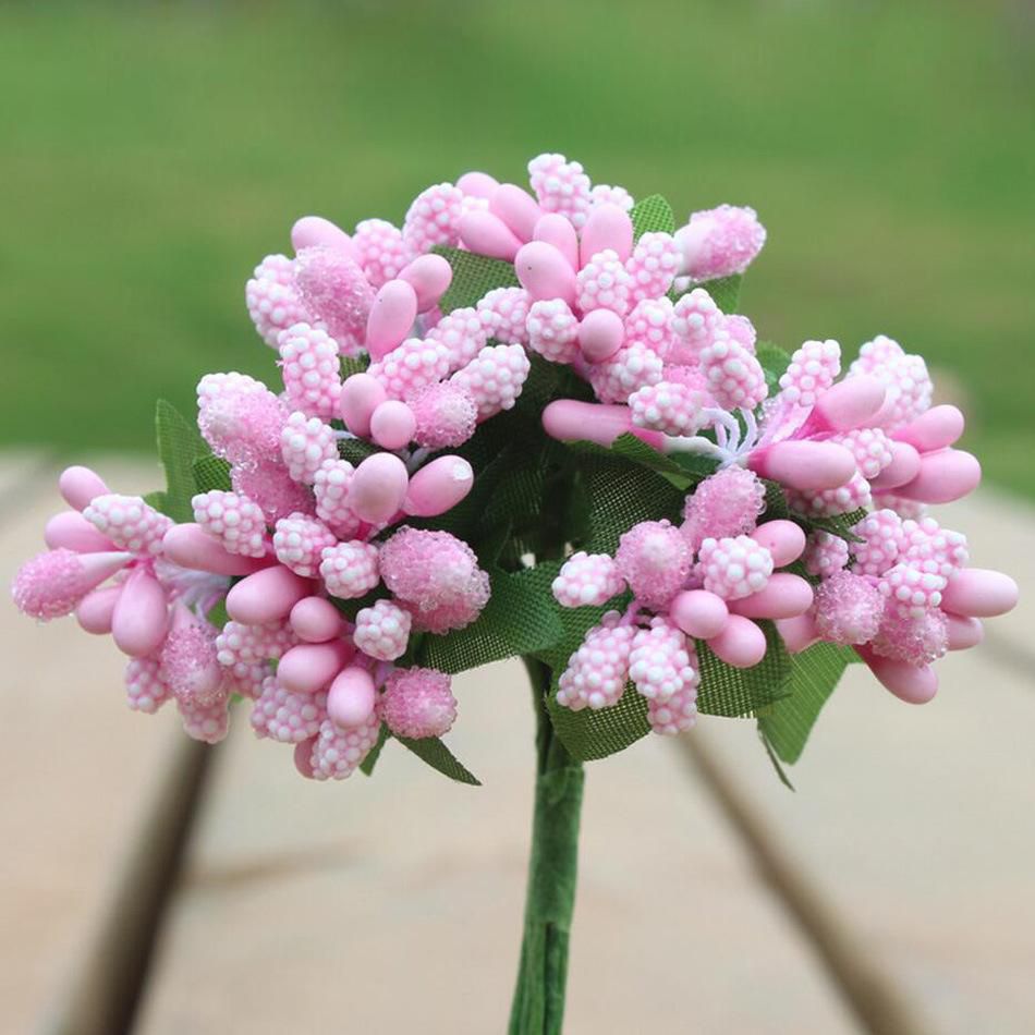 Picture of Artificial Bouquet Wedding Merry Christmas Decoration DIY Pearl Craft Fake FlowersRed, Pink