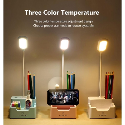 Picture of Rechargeable Desk Lamp Multi-Function Led Desk Lamp Eye-Caring Dimmable Table Lamp Touch Control Portable Desk Light for Dorm - Multicolor