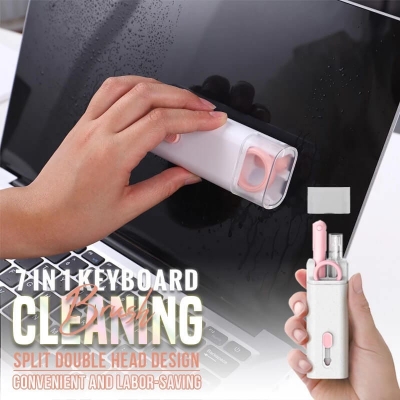 Picture of 7-in-1 Computer Keyboard Cleaning Brush Set with Earphone Cleaning Pen, Keyboard Pull, and Digital Products Cleaning Tools - Multicolor