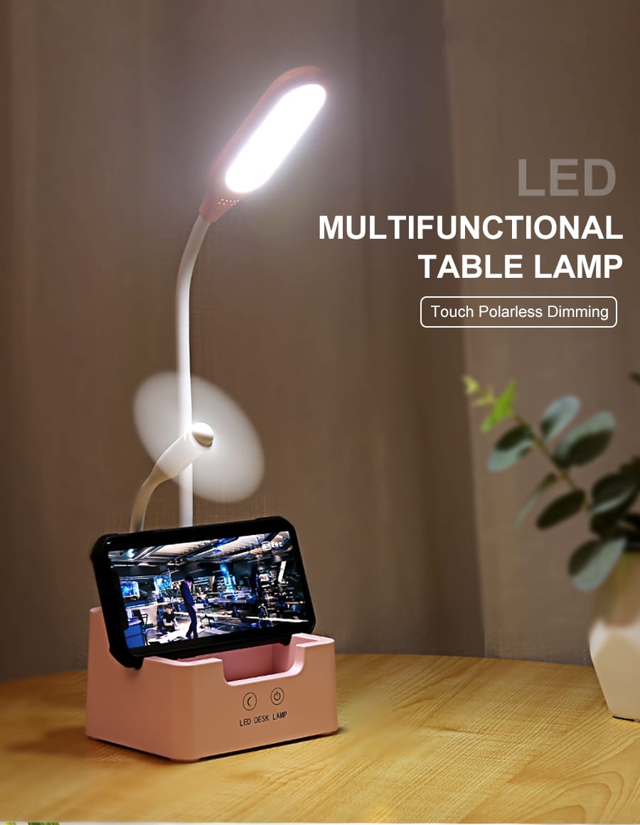 Picture of Adjustable Rechargeable LED Desk Lamp with Touch Dimming - Perfect for Children's Reading, Study, Bedside, Living Room, and Bedroom Use via USB - Multicolor