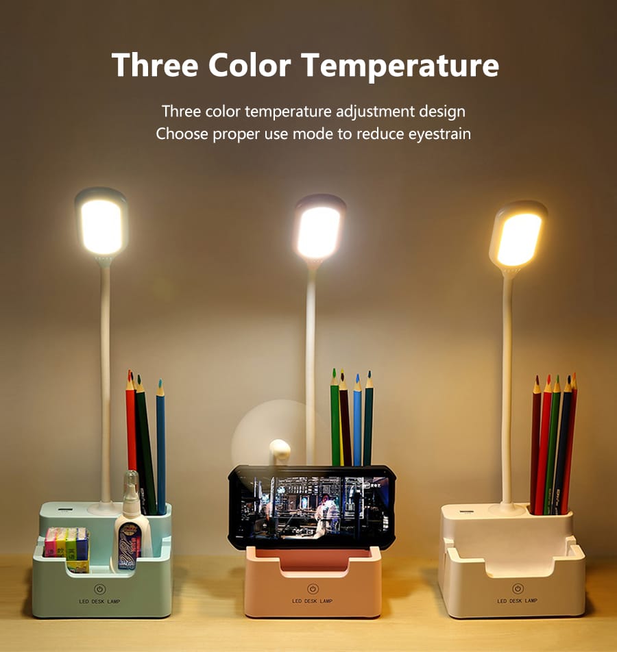 Picture of Adjustable Rechargeable LED Desk Lamp with Touch Dimming - Perfect for Children's Reading, Study, Bedside, Living Room, and Bedroom Use via USB - Multicolor