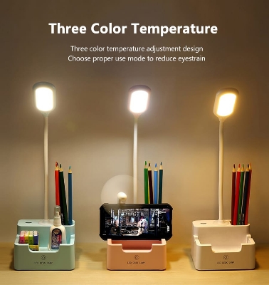 Picture of Adjustable Rechargeable LED Desk Lamp with Touch Dimming - Perfect for Children's Reading, Study, Bedside, Living Room, and Bedroom Use via USB - Multicolor