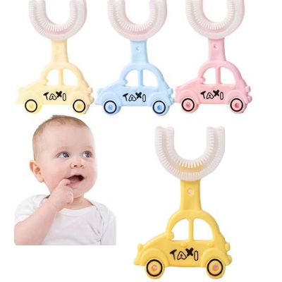 Picture of Taxi Style U-Shape Baby Toothbrush Children Toothbrush With Handle - Multicolor