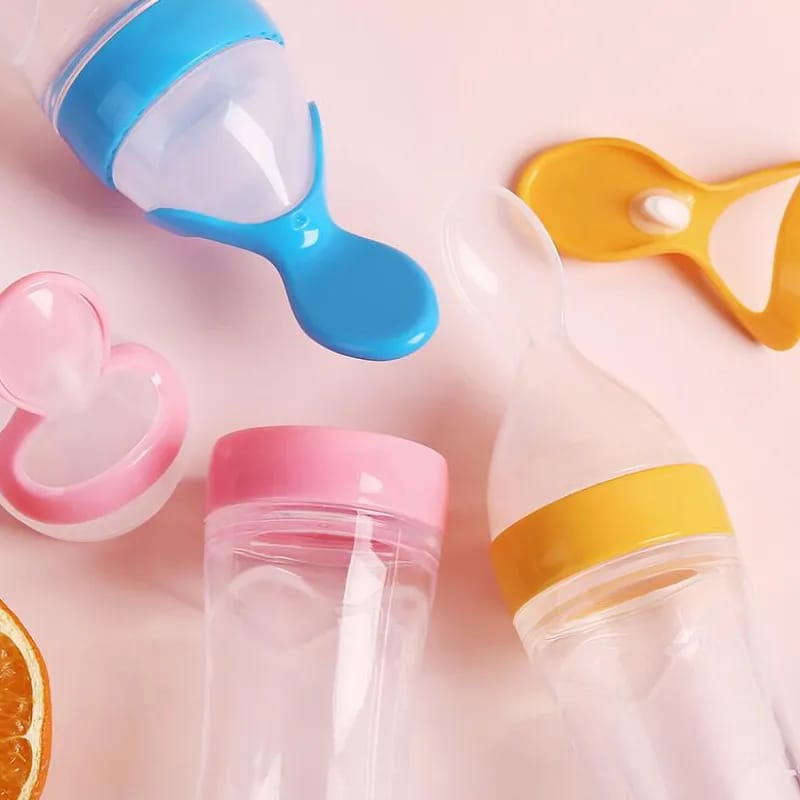 Picture of Silicone Baby Food Dispensing Spoon & Feeder, Travel Baby Training Bottle - Multicolor