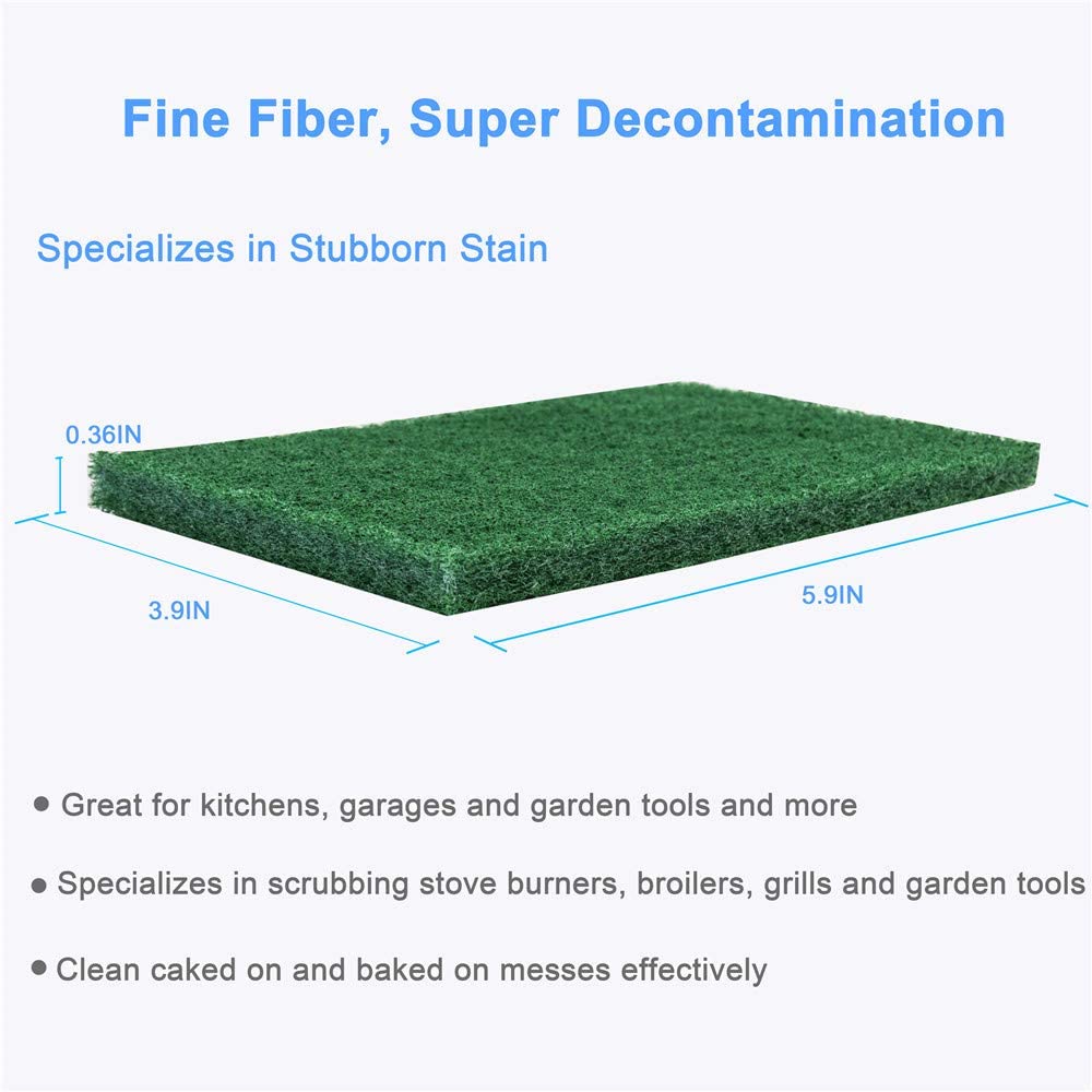Picture of 10pcs Morden Majuni / Scouring Pad Premium Heavy Duty Scrub Pads Reusable Household Dish Scrubber for Kitchen Scrubber & Metal Grills - Green
