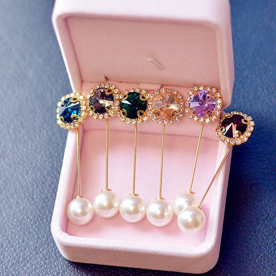Picture of 2-Piece Pearl Hijab Clips: Stylish Brooch Pins for Securing Headscarves, Shawls, and Muslim Scarves - Prevents Slipping - Multicolor