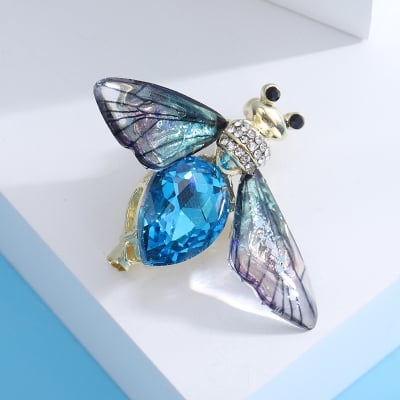 Picture of Fashionable Red Bee Brooch Pin with Crystal Accents: Add a Touch of Fun to Your Suit Accessories - Multicolor