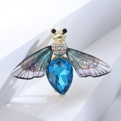 Picture of Fashionable Red Bee Brooch Pin with Crystal Accents: Add a Touch of Fun to Your Suit Accessories - Multicolor