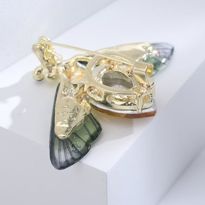 Picture of Fashionable Red Bee Brooch Pin with Crystal Accents: Add a Touch of Fun to Your Suit Accessories - Multicolor