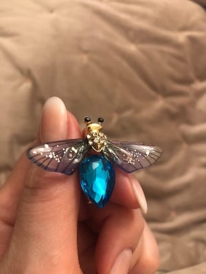 Picture of Fashionable Red Bee Brooch Pin with Crystal Accents: Add a Touch of Fun to Your Suit Accessories - Multicolor