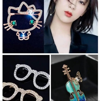 Picture of Charming Hello Kitty Sunglass Green Violin Brooches for Women - Multicolor