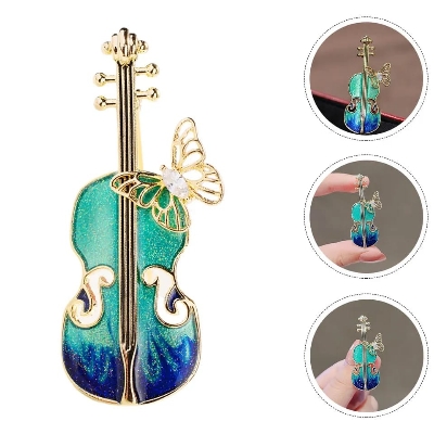 Picture of Charming Hello Kitty Sunglass Green Violin Brooches for Women - Multicolor
